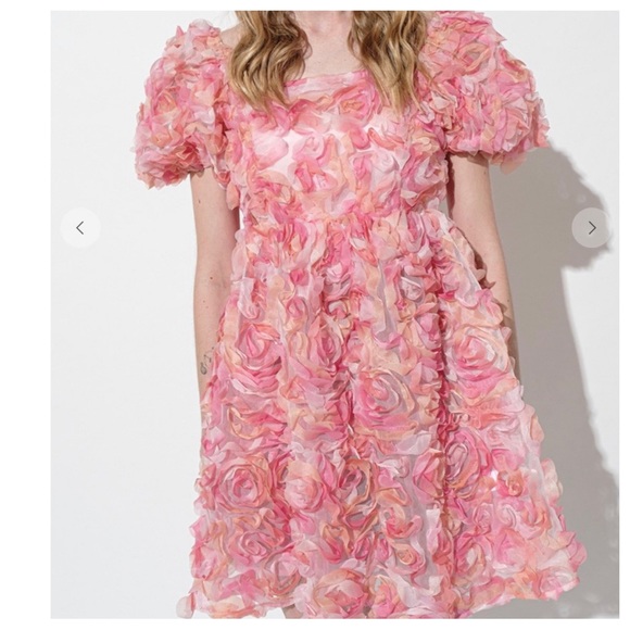 33 Most Fabulous 3D Flower Puff Sleeve Dress - Picture 4 of 6